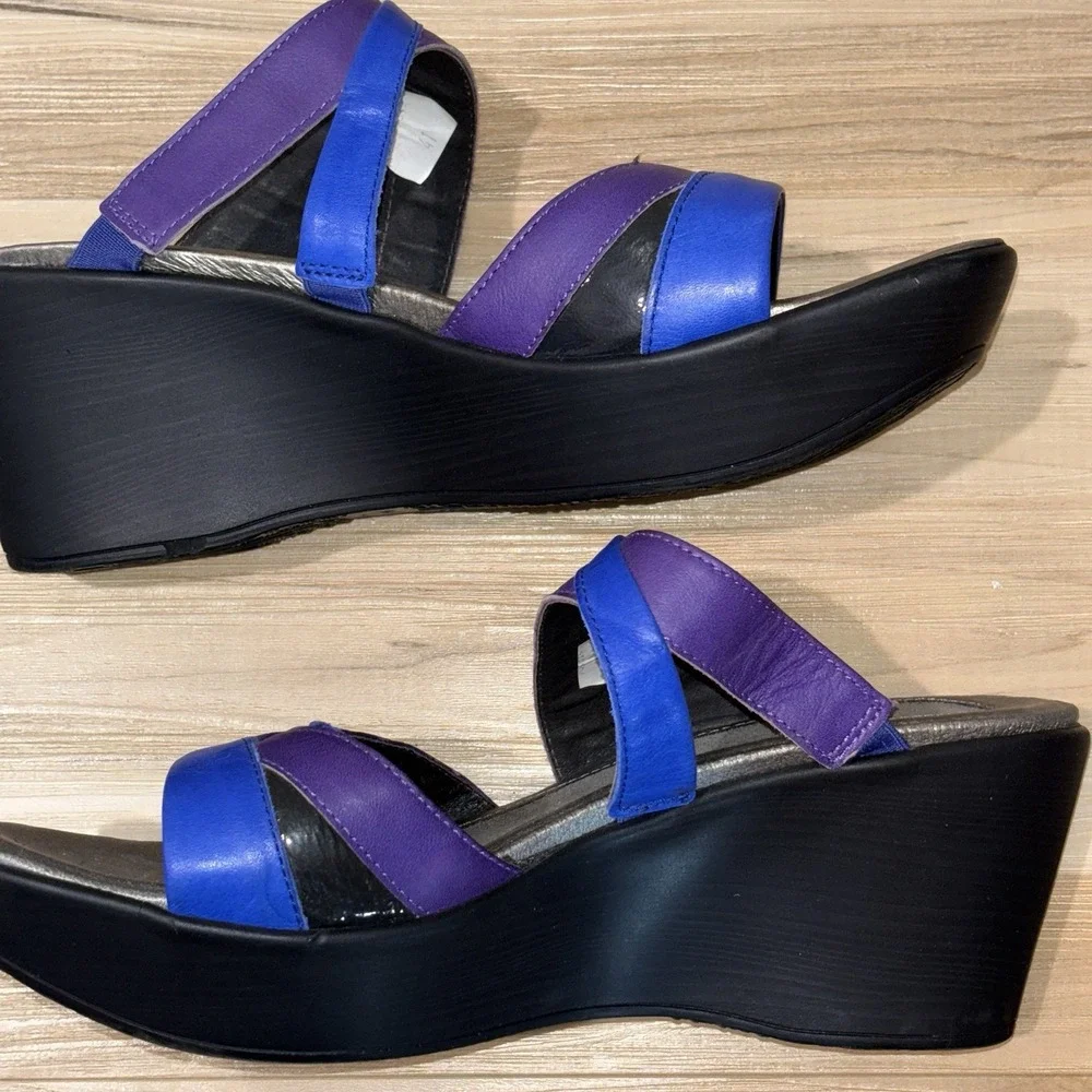 $165 NAOT 41/10 Color block Sandals Siren Platform Wedge Slides Grannycore‎